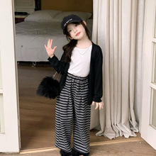 女童开衫2025秋季新款韩版针织开衫纯色毛衣外套高品质含羊毛上衣