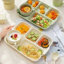 陶瓷分格餐盘大人家用减脂月子餐分隔食堂孕妇儿童早餐分餐盘餐具