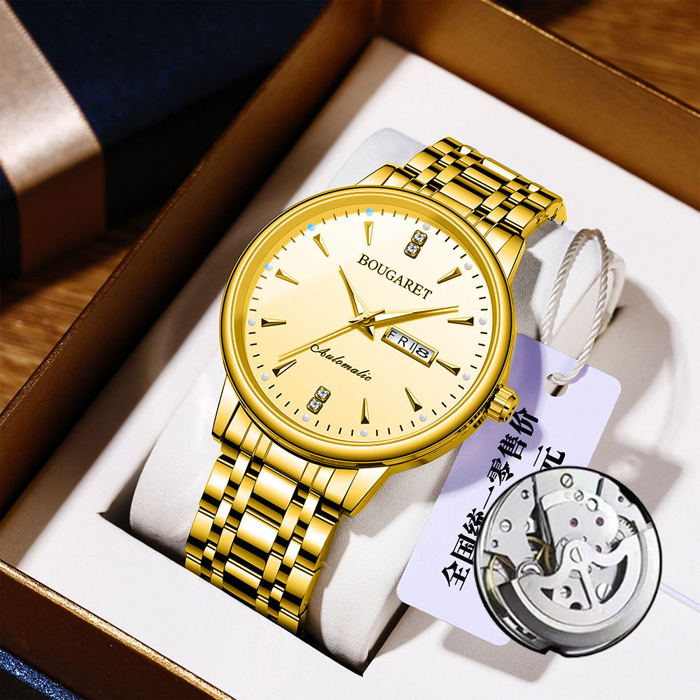 Bugaray new men's watch waterproof luminous calendar Korean-style anti-fake mechanical watch TikTok speed one piece