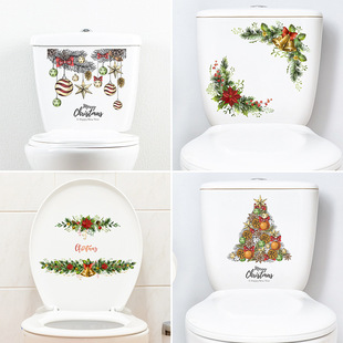 Amazon wholesale new Christmas toilet stickers toilet cover stickers bathroom decoration small stickers
