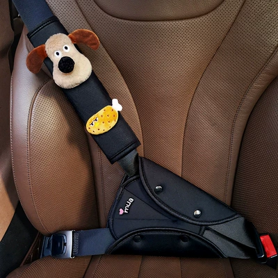 Four Seasons/Fleece Car Child Safety Belt Limiter Baby Anti-Strangle Set Fixator Adjustable Shoulder Pad Accessories (Seat belt shoulder pad) - chicken-leg-boss-dog-four-seasons-universal