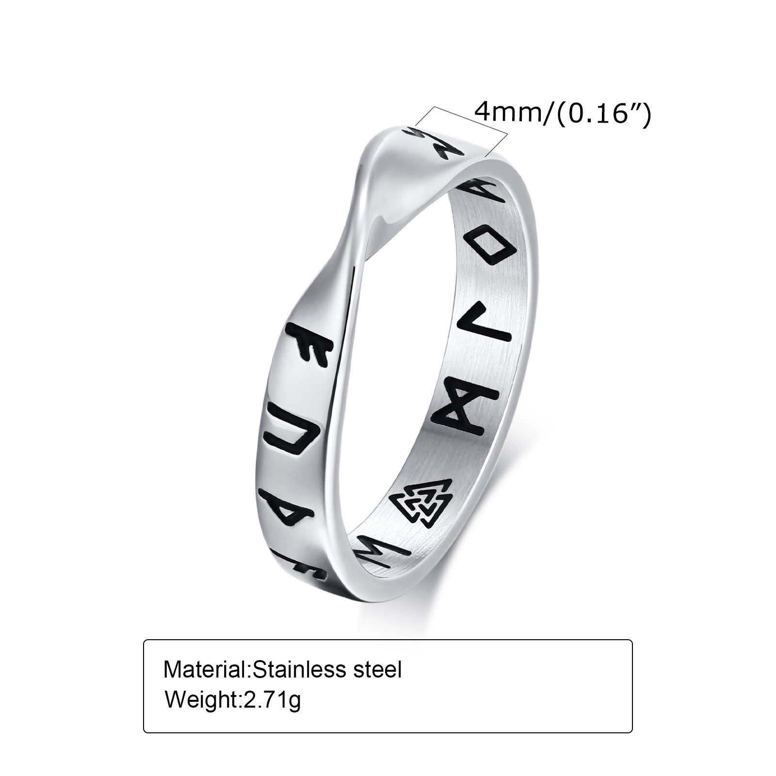 Retro Classic Style Letter Titanium Steel Men's Rings Men Band Rings display picture 2