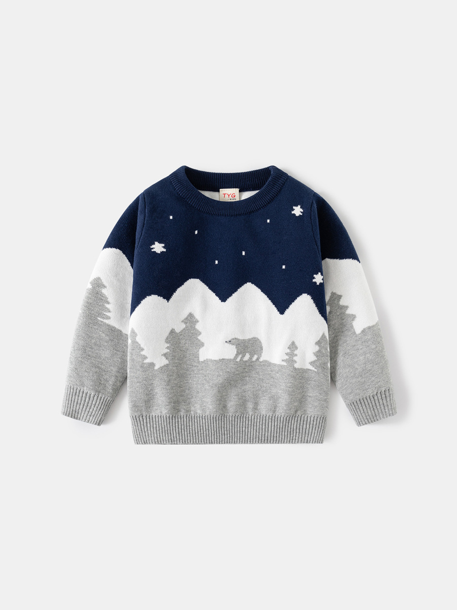 Kids Winter Sweater Navy Blue Size 100 High Quality