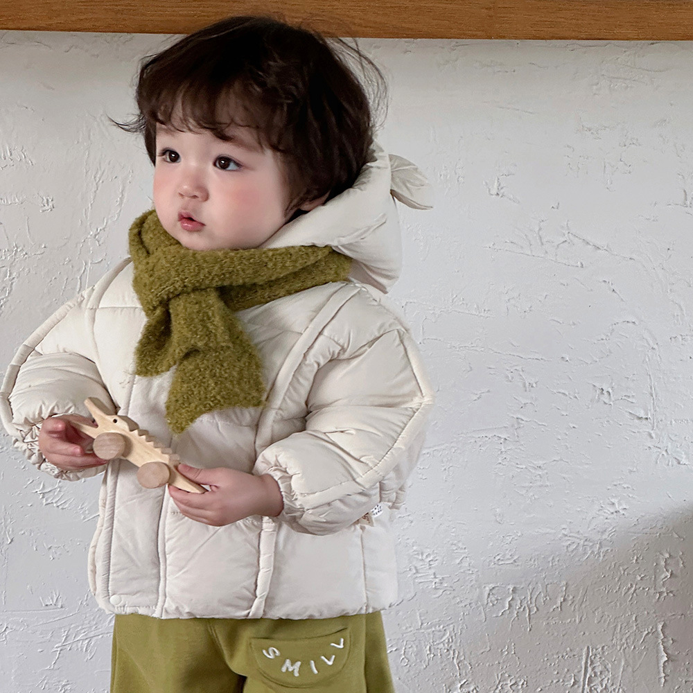 [Estilo personalizado] Ropa de algodón para bebé Ropa de invierno para hombres y bebés Cute Bear Plus Chaqueta acolchada de terciopelo Ropa de salida para bebés coreanos