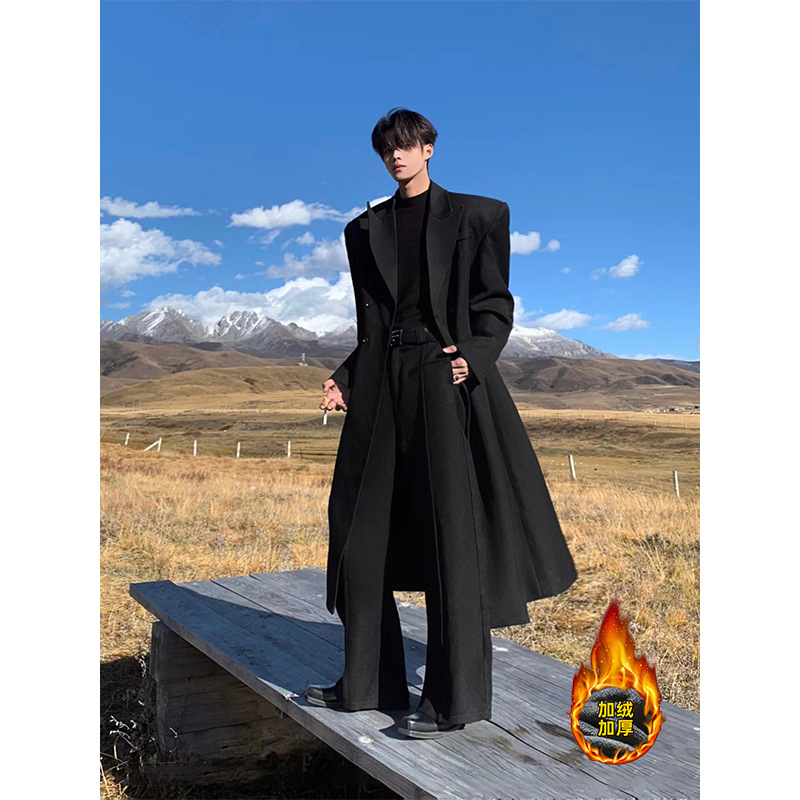 现货~冬季垫肩毛呢大衣过膝加长加厚风衣外套Y992-5125