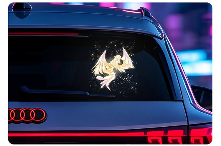 Car Devil Eye Solar Ambient Light, No Wiring Required, Triangle Window Rear Glass Light, Car LED Warning Light