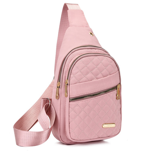 New style chest bag for women, fashionable embroidery rhombus single shoulder crossbody bag, large capacity waterproof backpack with data hole wholesale
