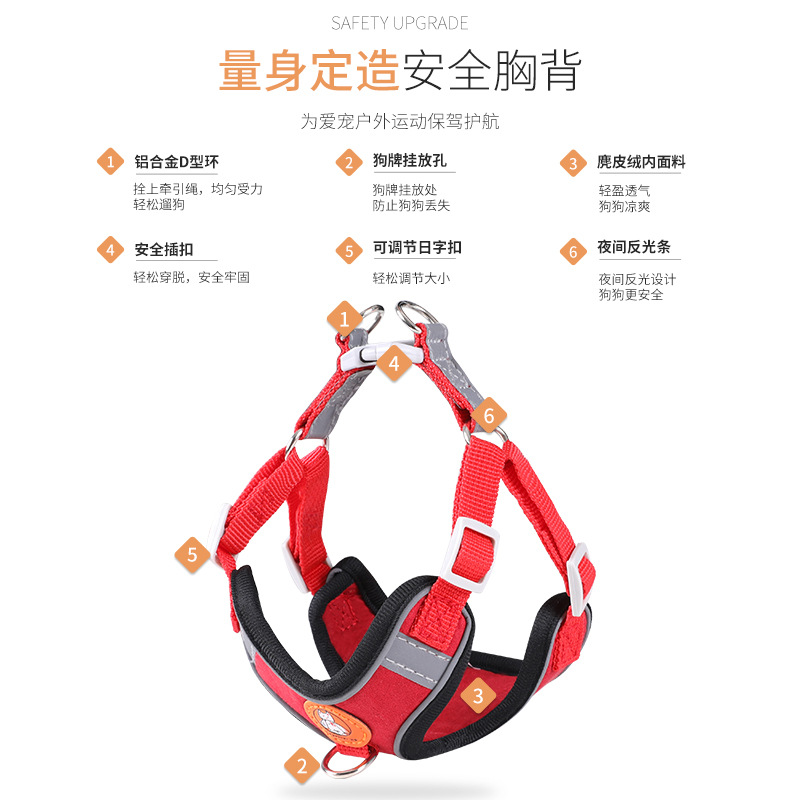 Perro correa de pecho chaleco correa de perro pequeño perro cuerda reflectante mascota correa de pecho correa de perro