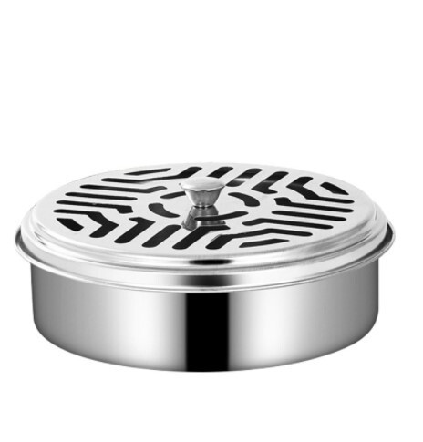 Insect-repellent incense box, stainless steel safe ash tray, fire and heat-resistant mosquito coil tray, outdoor household with lid incense burner stand