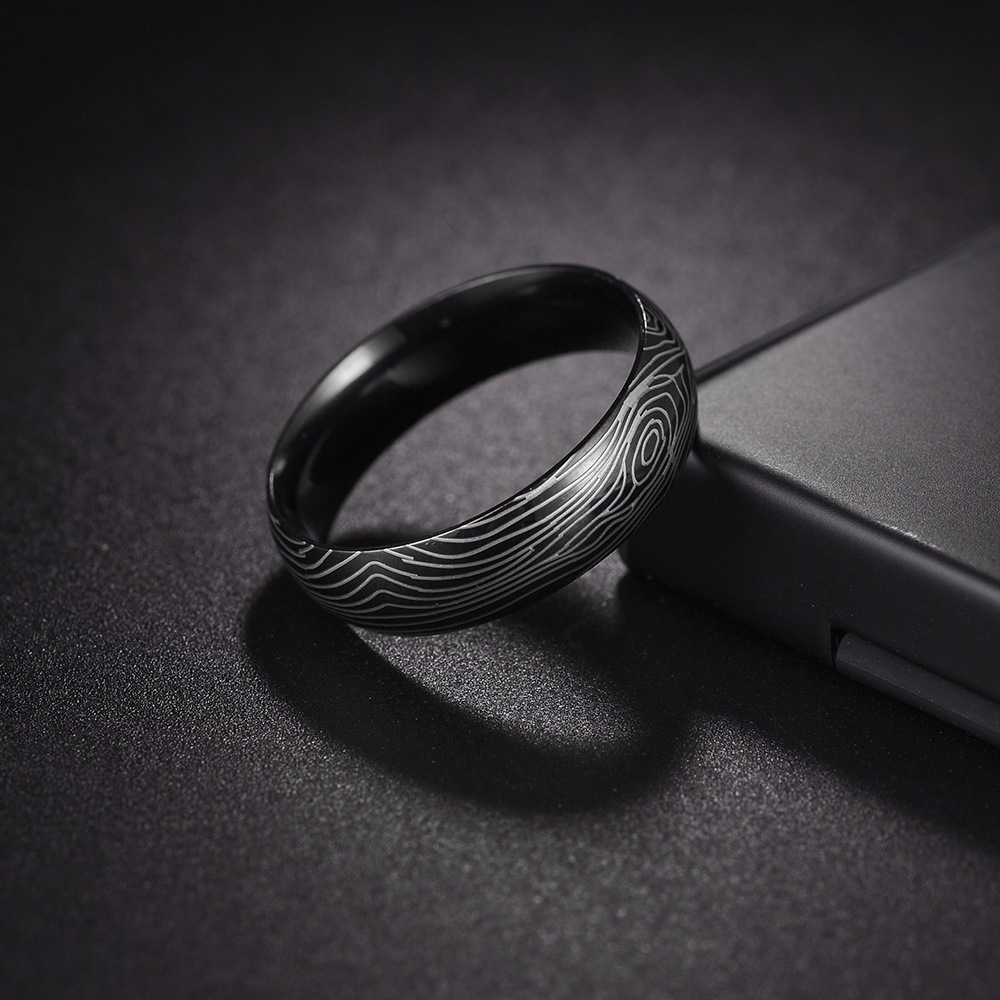 1 Piece Quantity Daily Occasion Basic Waves 201 Stainless Steel Plating Black Plated Men'S Rings