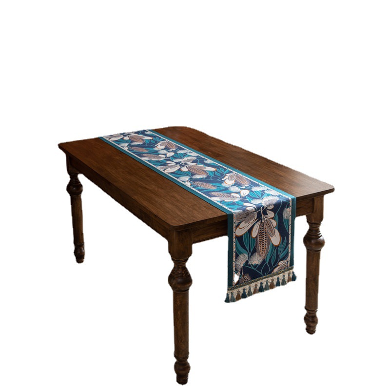 American Retro Color-woven Jacquard Ethnic Style With Corn Tassels, Household Polyester Tablecloth, Table Bed Runner,_voghion.com