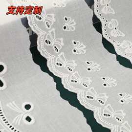 新款蝴蝶结打孔棉布刺绣花边白色棉线刺绣花边洛丽塔家纺花边辅料
