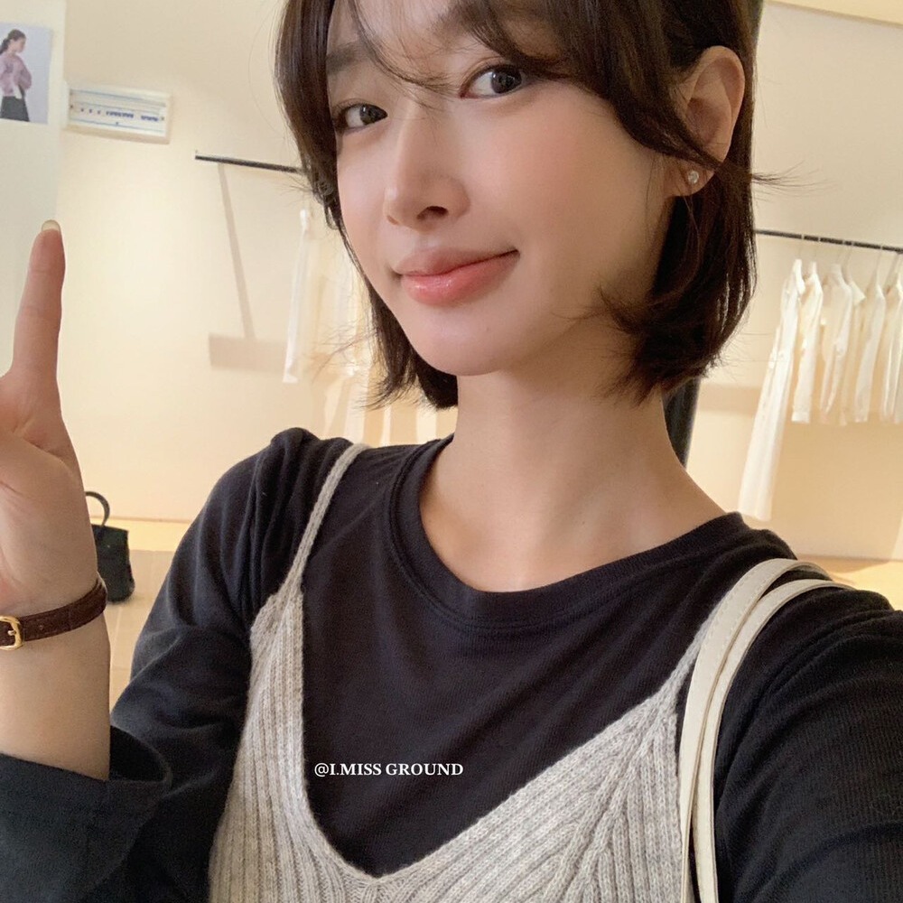imiss French style soft round neck long sleeve undershirt 2024 spring new simple comfortable all-match top