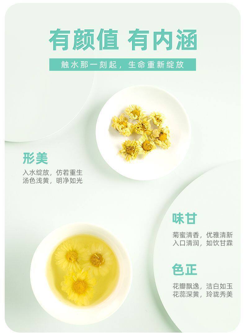 Hang Bai Ju Chrysanthemum Tea Premium Dried Flowers for Brewing 1000g Sulfur Free Bag in use