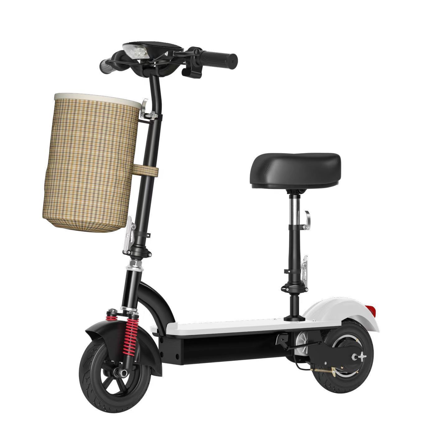 White pedal/front spring shock absorption 8inch wheels~24v brushed motor~12ah special lead-acid battery 15 kilometers