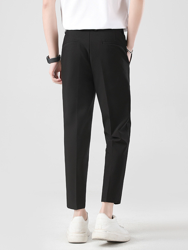 Ropa para Hombre LKTM # Pantalones de vestir finos de seda helada para hombre, pantalones casuales de pierna recta de alta gama, ajustados y de nueve puntos image 6