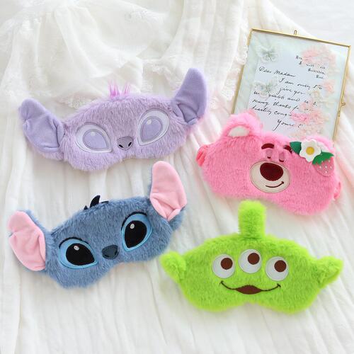 Japanese cartoon embroidery three-eye blackout eye mask plush toy wholesale travel portable office nap eye mask artifact