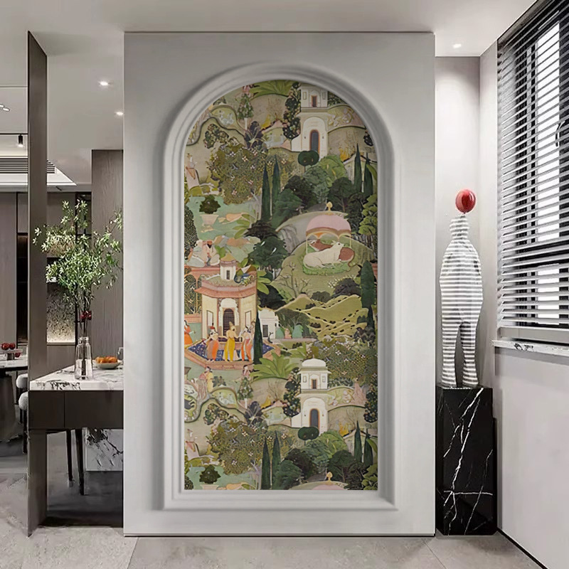 French Entrance Wallpaper Jaipur Garden Indian Style Restaurant Hotel B&B Bedside Background Nanyang Style Wallpaper