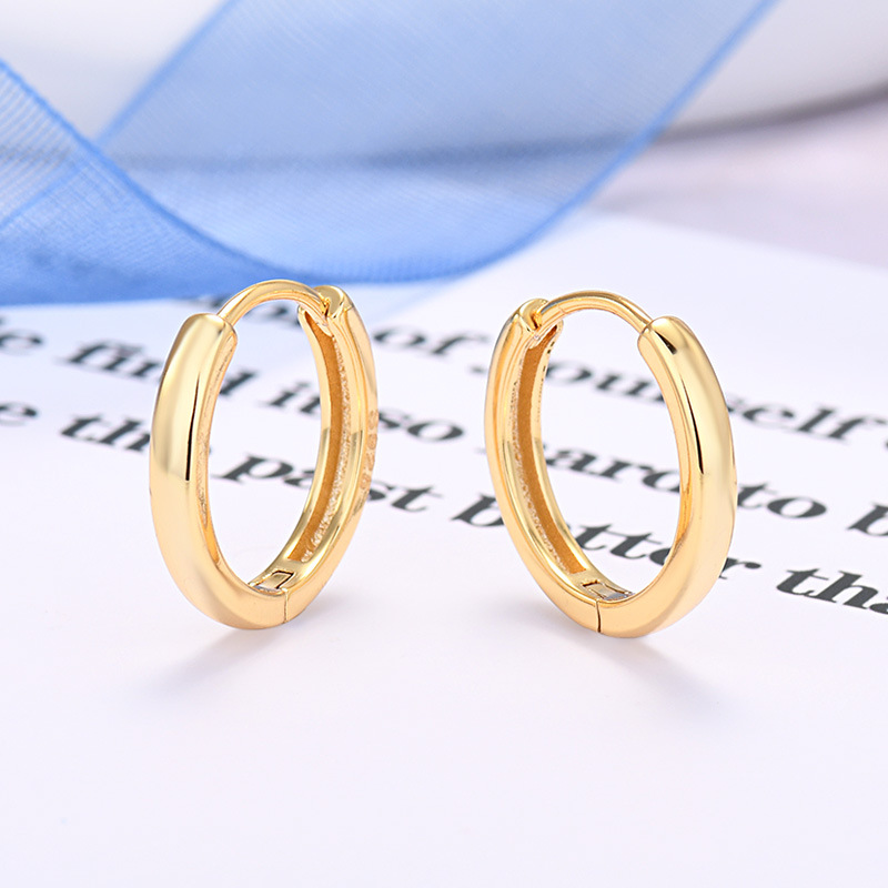 Fashionable 925 Silver Needle Minimalist Round Hoop Earrings