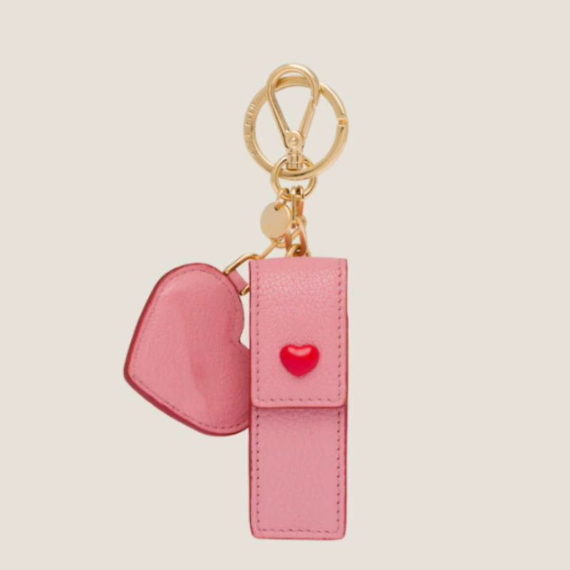 Мини-сумка для хранения помады на брелоке в корейском стиле, модный кожаный чехол для одной помады с зеркалом