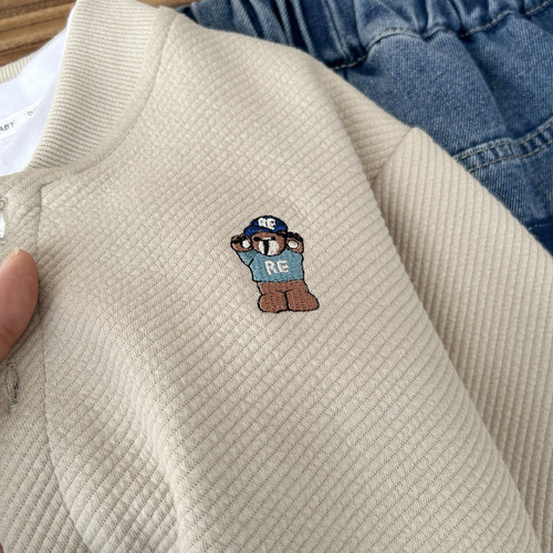 2024 Spring Children's Clothing Boys Children's Cotton Texture Stretch Korean Version Cartoon Baseball Uniform Jacket Wholesale Shipping