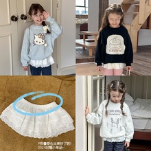 儿童敲时髦叠穿女童洋气半身裙可爱百搭甜美蕾丝屁帘短裙0122A050