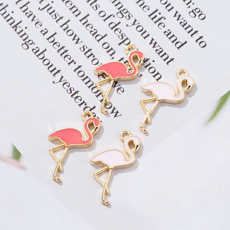 Factory self-operated oil-dripping Flamingo alloy accessories rubber band earrings pendant small flamingo accessories Factory self-operated oil-dripping Flamingo alloy accessories rubber band earrings pendant small flamingo accessories