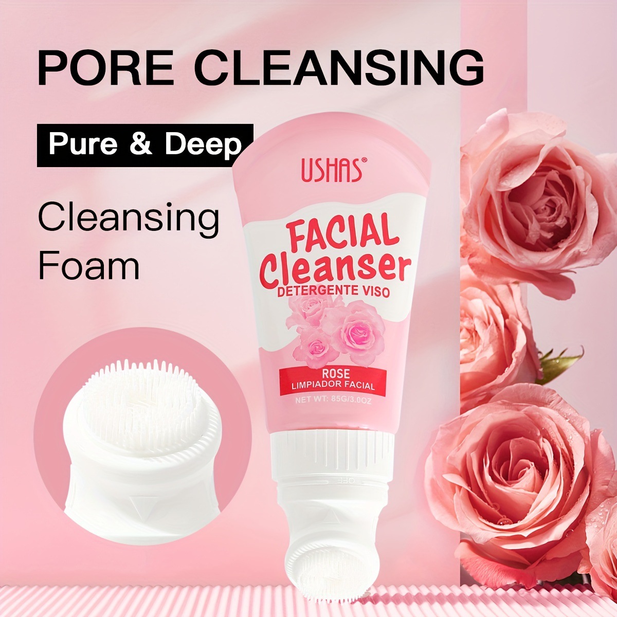 USHAS Limpiador facial espumoso limpiador de punto transfronterizo europeo y americano Limpieza profunda HA315-HA317 suave y agradable para la piel