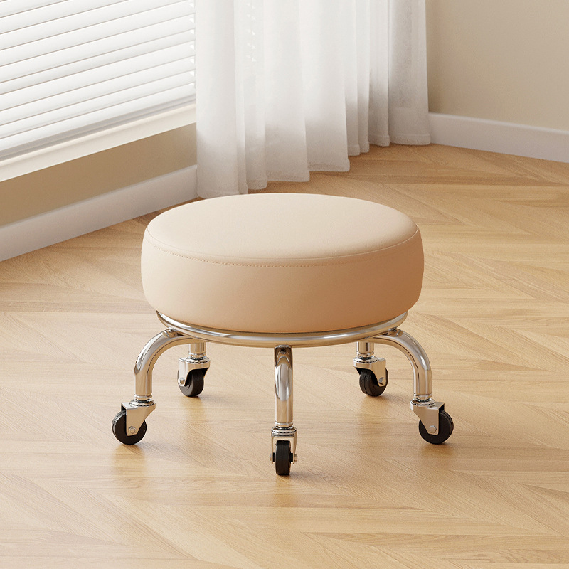 Polia doméstica taburete bajo rueda universal pequeño taburete silencioso rotativo taburete redondo móvil con artefacto moderno y simple