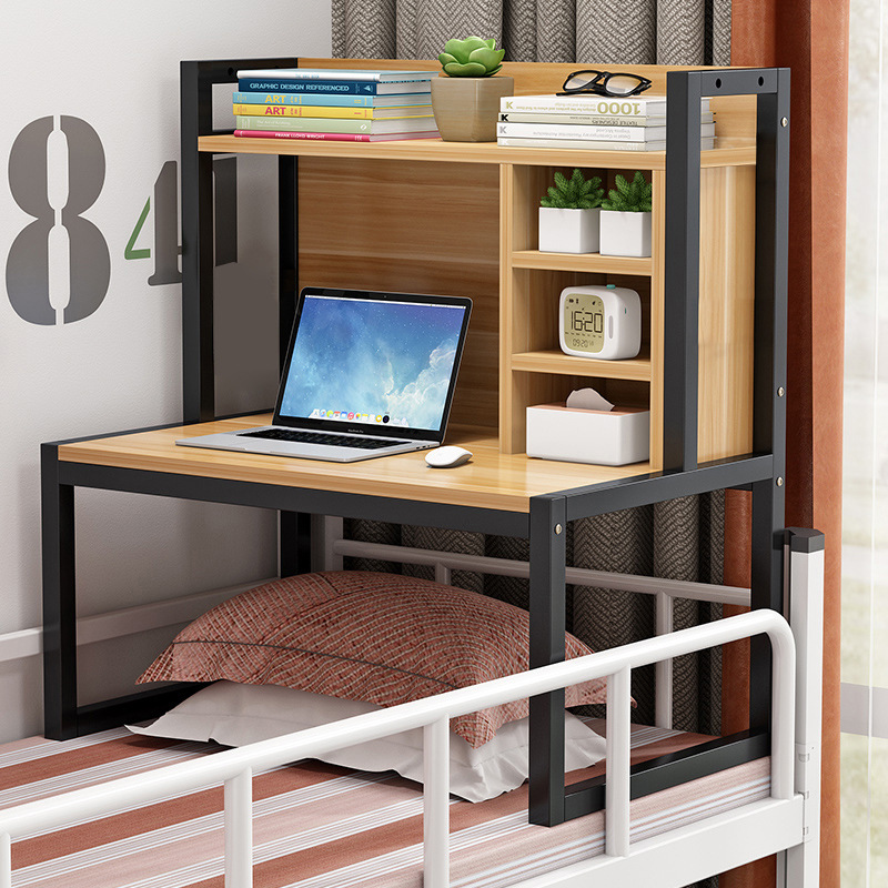 Cama portátil Mesa dormitorio cama superior de almacenamiento en rack Almacenamiento y acabado escritorio estantería integrada