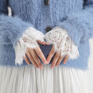 New Mesh Nails Beads Lace Accessories Elegant Chanel Style Three-dimensional Lace Decorative Cuff Fake Collar