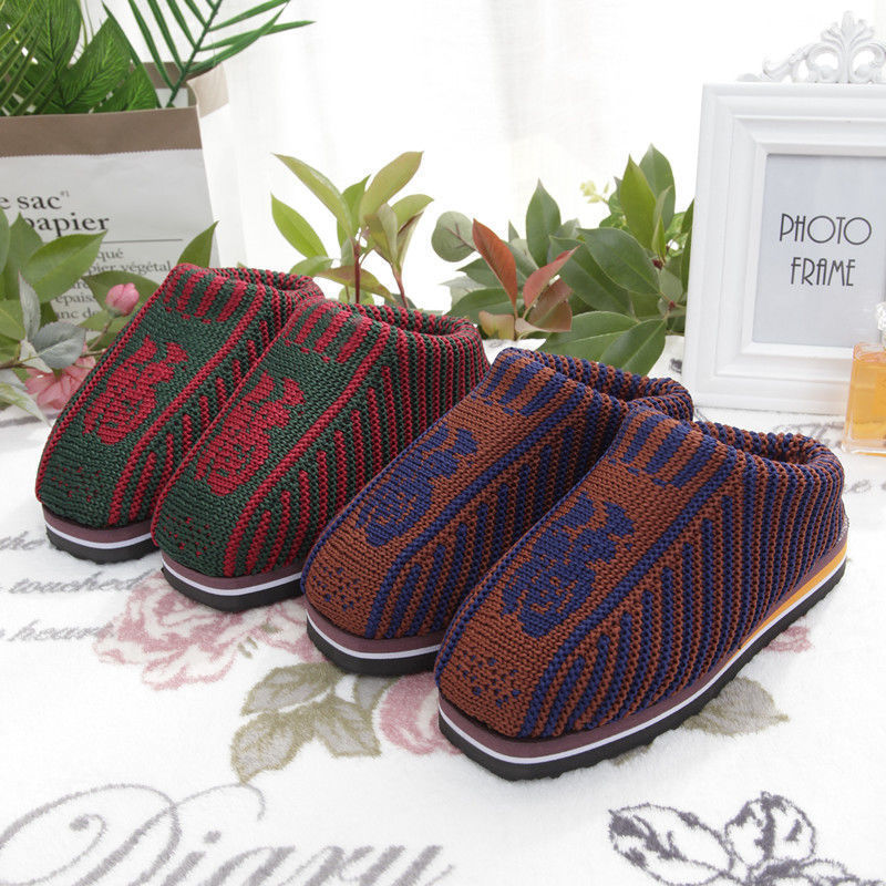 保暖拖鞋批发毛线棉编织家居冬加厚成品冬季毛线女代发跨境