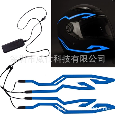 Cross-Border New el cold light sheet luminous helmet Strip motorcycle night riding helmet luminous strip luminous helmet light strip (Cold light sheet) - blue
