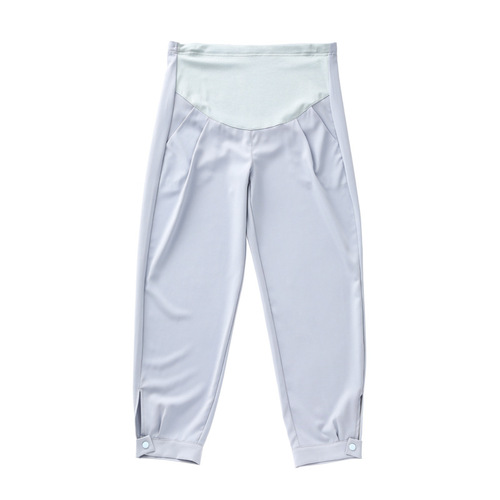 Maternity loose-leg pants summer chiffon thin fashionable trendy mom leg opening split design adjustable maternity pants