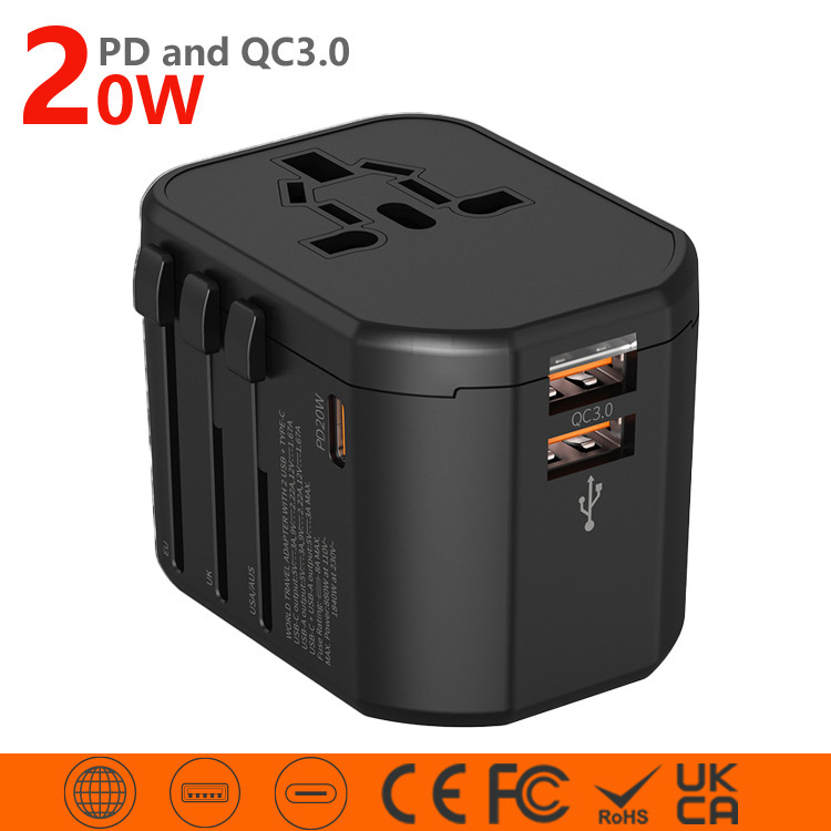 PD fast charging 20W global universal conversion plug type-c universal socket converter multi-function adapter