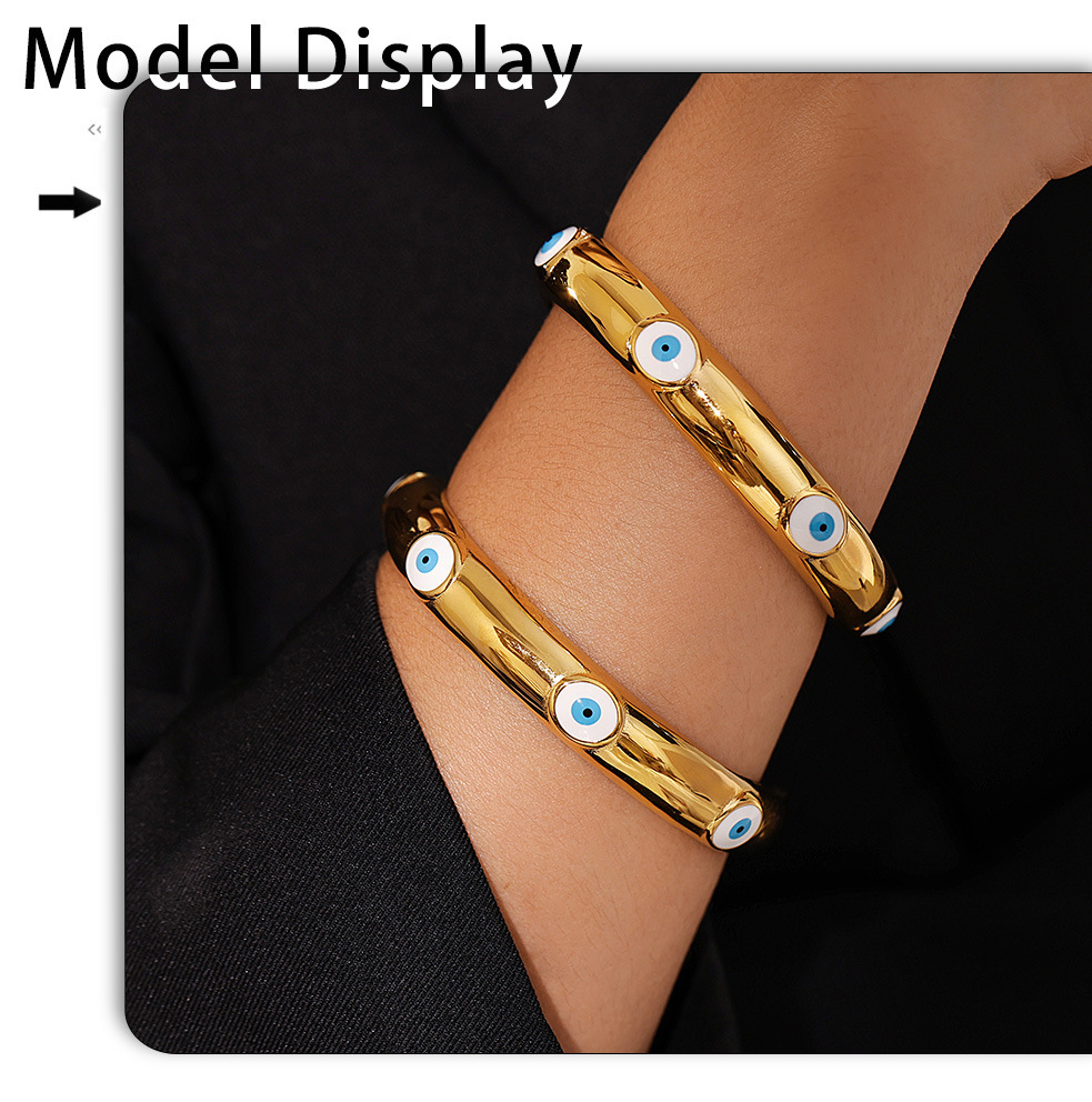 Bracelet œil de diable en acier titane à effet goutte d'huile, accessoire de bracelet personnalisé léger, luxueux et original._voghion.com