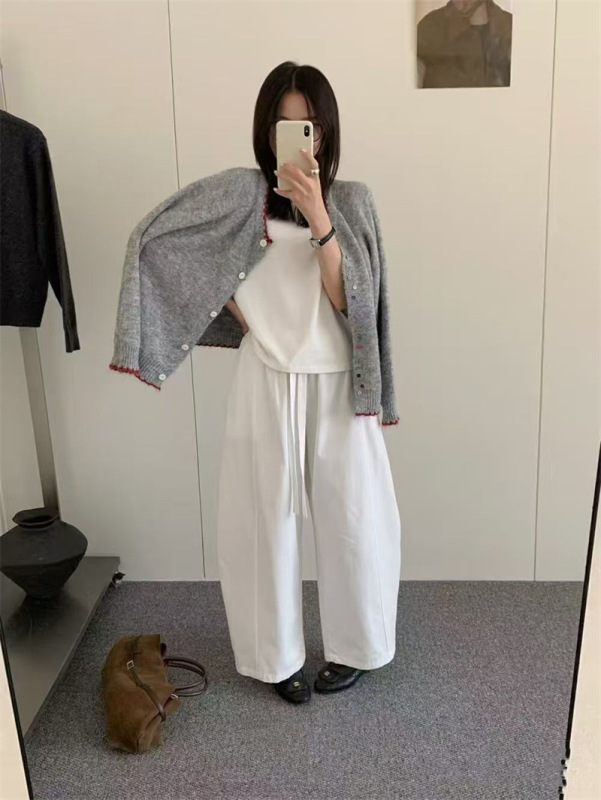 韩系撞色设计感针织衫女2025秋季新款圆领不规则彩扣小众毛衣外套|undefined