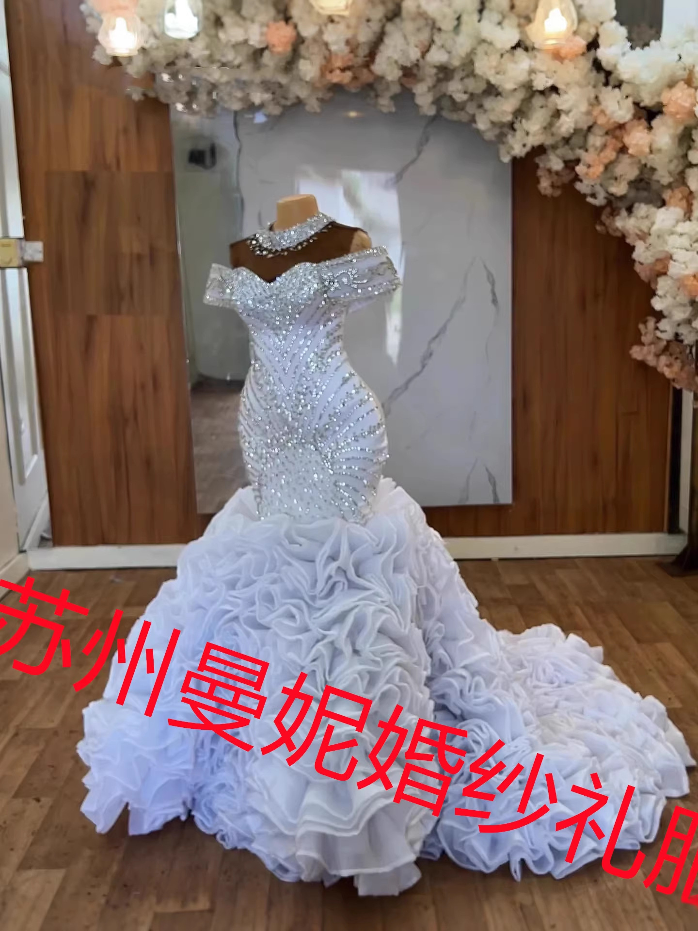 (Cross-border trading), wedding dress for bride, Amazon, open shoulders