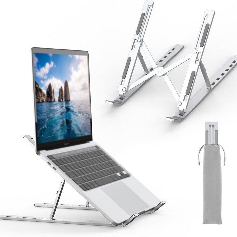 Aluminum alloy portable laptop stand, 7-level adjustable, foldable, elevated for better cooling, cross-border bestseller