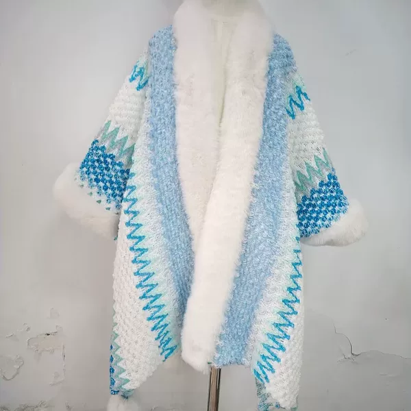 Factory direct children's rex rabbit fur big fur collar ethnic style shawl Lijiang travel cloak outer thickened cloak