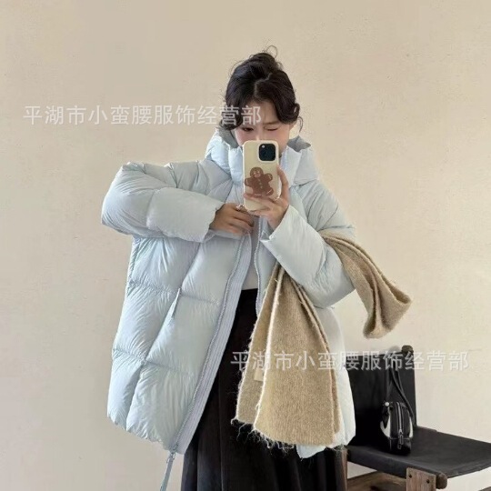 Cross-Border White Duck down Jacket Women's Hooded Winter 2025 New Mid-Length Ultra-Light Thickeneded Warm Jacket Trendy