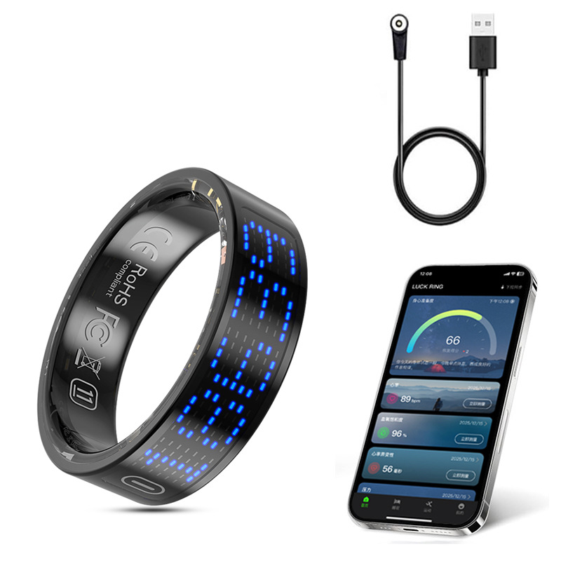 Grenzüberschreitender Smartring K80 mit Display, Zählfunktion, Touchscreen-Blätterfunktion, Schlafüberwachung, Herzfrequenzmessung und Blutsauerstoffmessung_voghion.com