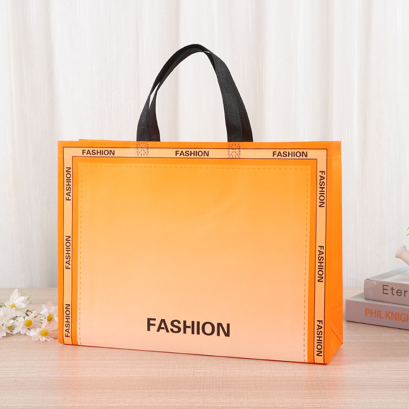 Bolsas de mano no tejidas gruesas, bolsas de compras, bolsas de regalo de mano no tejidas de moda, color gradiente
