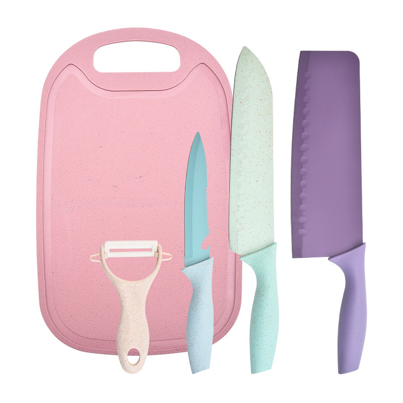 Embalaje de tarjetas de absorción de color de doble cara de fábrica con paleta de cinco piezas de paleta de cocina conjunto de herramientas de acero inoxidable