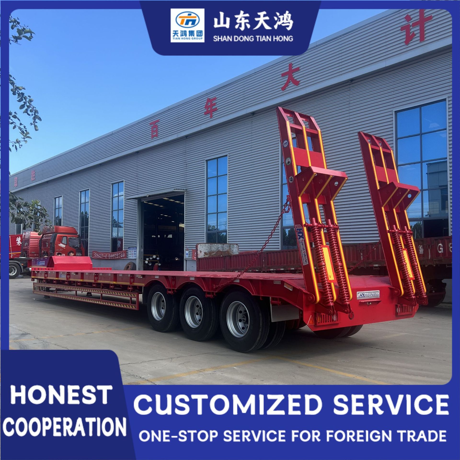 Source Factory Supplies Wholesale Heavy-Duty Low-Bed Engineering Machinery Trailers and Semi-Trailers to Southeast Asia, Middle East, and Africa