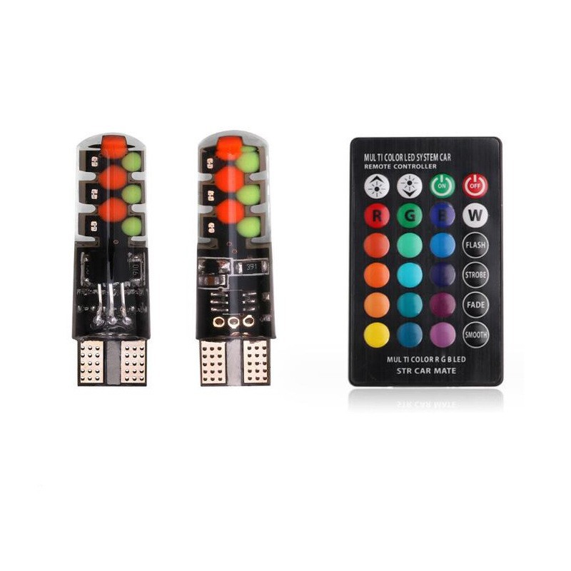 Nueva Luz Indicadora de Ancho T10 con Control Remoto de Siete Colores, Luz Indicadora de Ancho RGB COB, Luz Estroboscópica de Siete Colores T10, Luz de Conducción para Automóvil