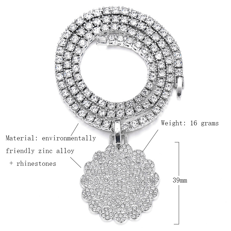 Rhinestone Sunflower Pendant Necklace And Bracelet Set Elegant_voghion.com