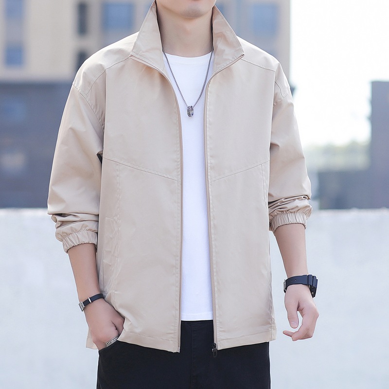 Chaqueta de hombre primavera y otoño nuevo estilo coreano de estilo general delgado chaqueta de cuello vertical chaqueta joven suelta a prueba de viento chaqueta guapo
