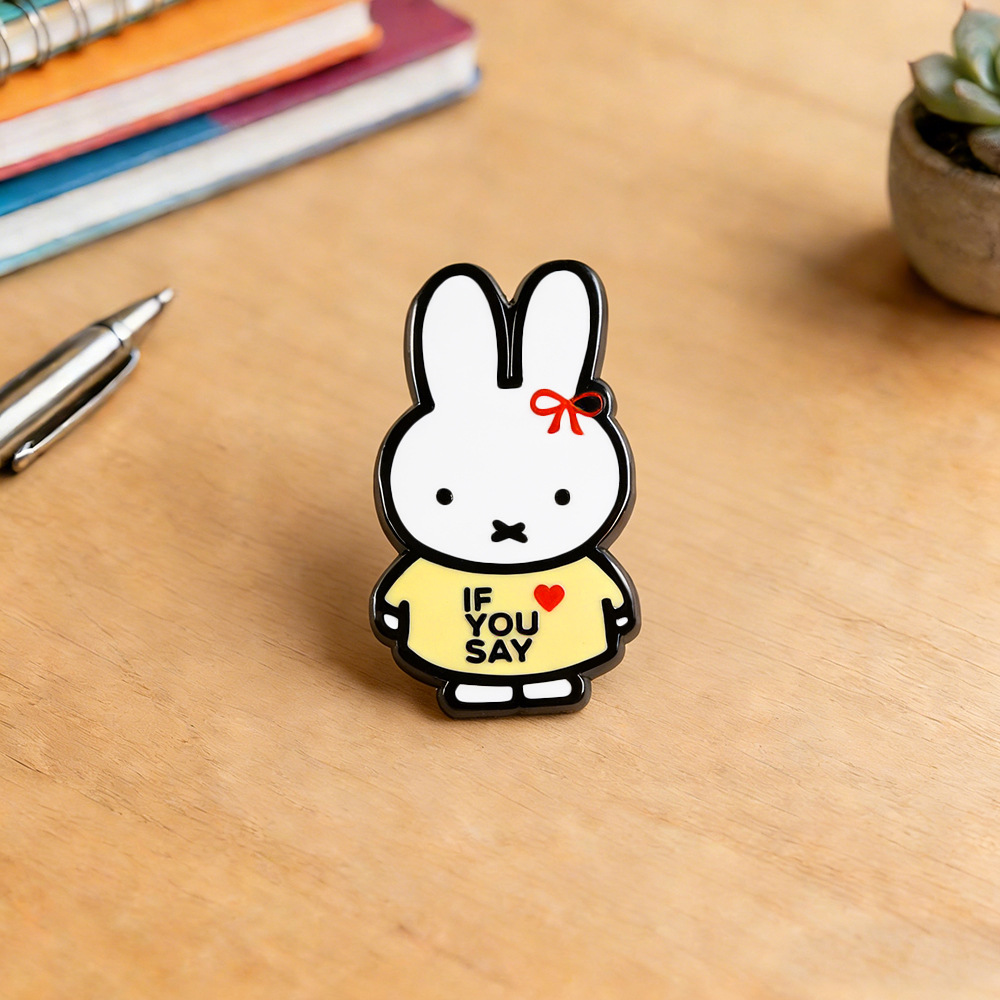 Classic Cartoon Brooch if You Say White Rabbit Badge Love Slogan Enamel Pin Fashion Collar Decoration Gift