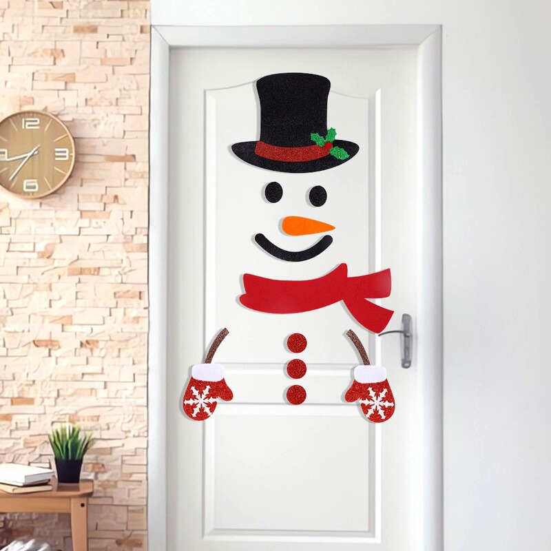 Cartoon Christmas Snowman Door Sticker Christmas Party Decoration Supplies Scene Layout Santa Claus Felt Cloth Wall Sticker Cartoon Christmas Snowman Door Sticker Christmas Party Decoration Supplies Scene Layout Santa Claus Felt Cloth Wall Sticker
